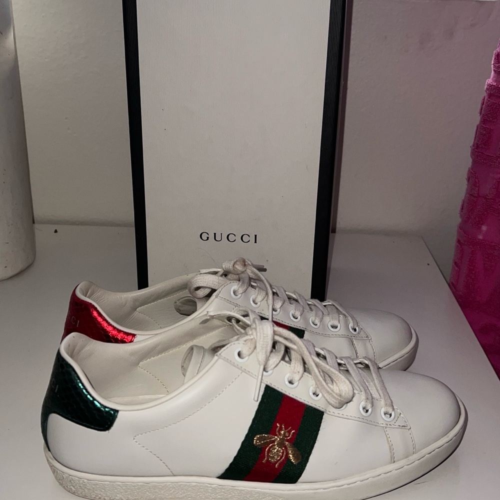 Gucci Ace White Leather Sneakers - Picture 3 of 3